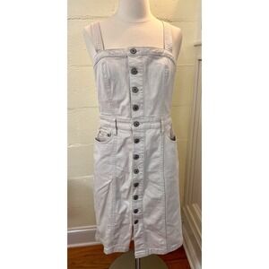 Free People Sheath Front Button Up Denim Strap Dress In‎ Oat Cream Size 10